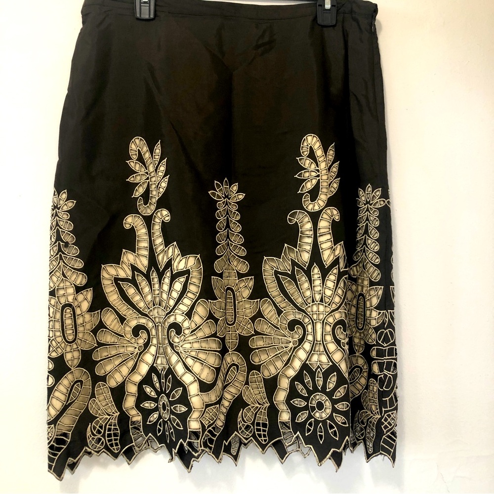 Alberto Makali Brown Cut Out A Line Skirt Sz 14 - EUC